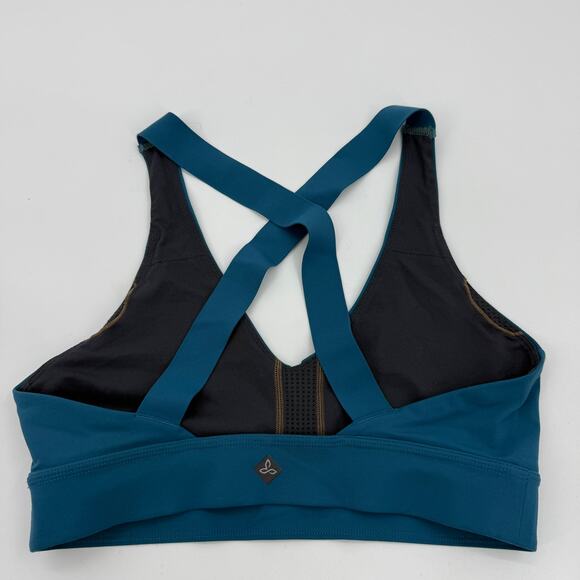 PRANA Layna Yoga Gym Sports Bra Size S Blue Light Support Pullover - Picture 3 of 5